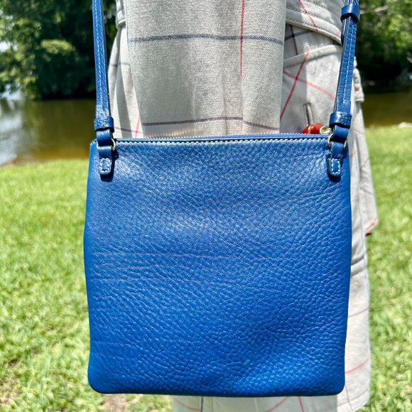 Dooney & Bourke DB Triple Zip North South Blue Pebbled Leather Utility Crossbody - Picture 6 of 14
